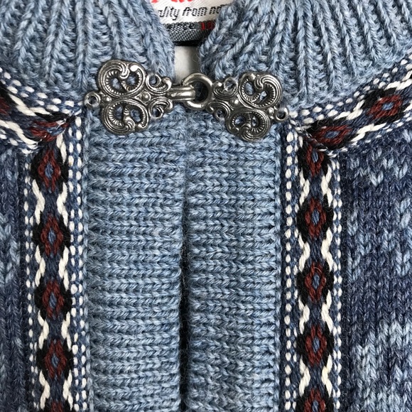 Dale Of Norway Wool Cardigan Sweater-Blue Ivory-XS - Picture 3 of 11